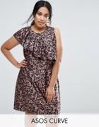 Asos Curve Animal Jacquard Ruffle Mini Dress - Multi