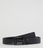 Asos Plus Slim Belt In Black Faux Leather With Perforated Holes - Black