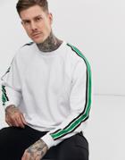 Asos Design Oversized Sweatshirt With Knitted Side Stripe And Rib Insert In White - White