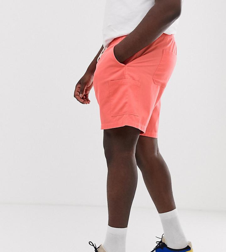 Asos Design Plus Slim Shorts In Washed Pink With Pocket Detail