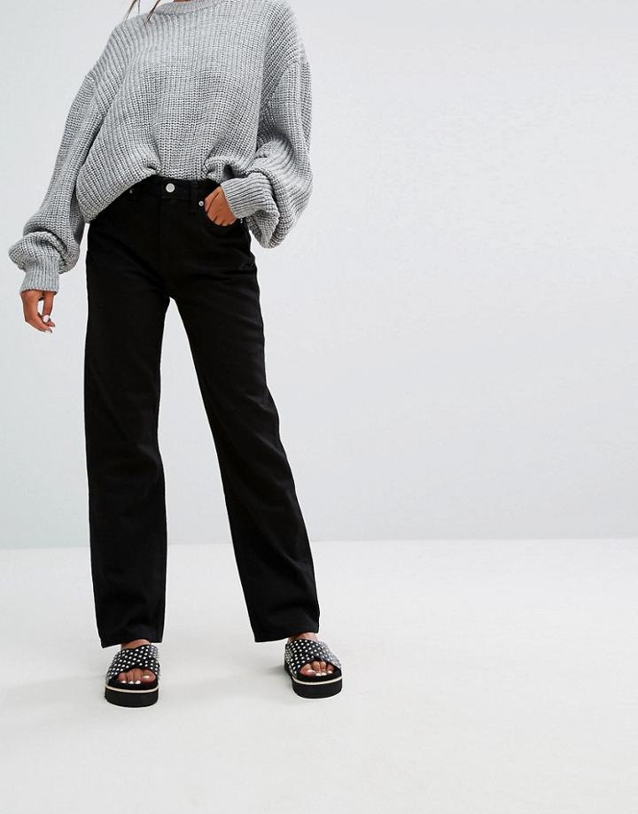 Weekday Voyage Mid Rise Crop Mom Jeans - Black