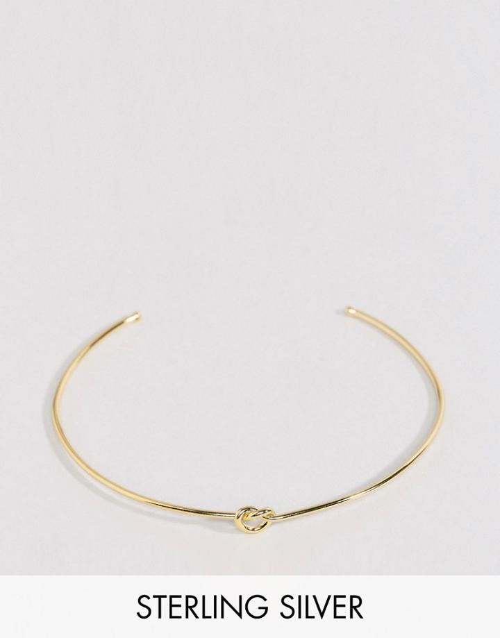 Asos Gold Plated Sterling Silver Knot Cuff Bracelet - Gold
