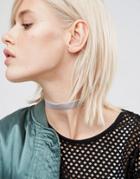 Asos Basic Velvet Choker Necklace - Gray