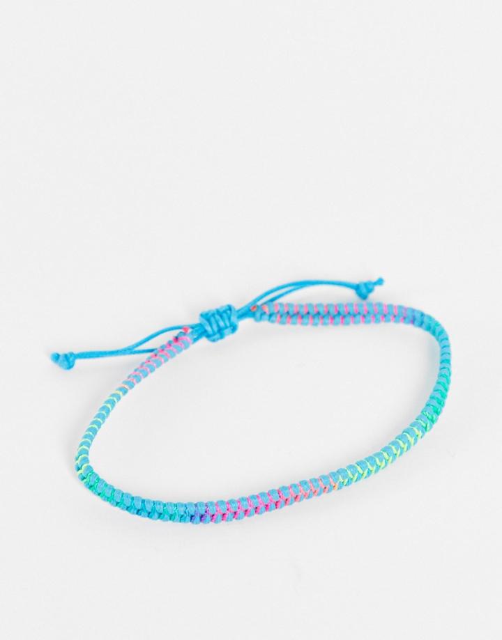 Asos Design Midweight 8mm Fabric Anklet In Multi Color