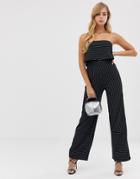 Boohoo Bandeau Jumpsuit In Pinstripe - Multi