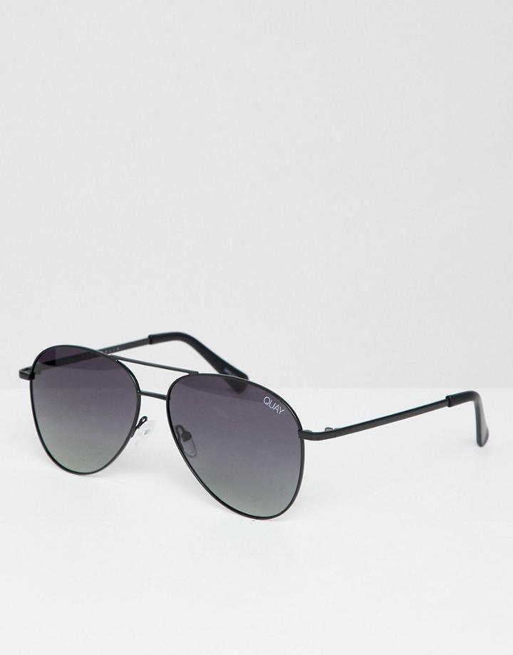 Quay Australia Still Standing Aviator Sunglasses In Black Smoke - Black