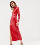 Warehouse X Ashish Sequin Maxi Dress In Red - Red
