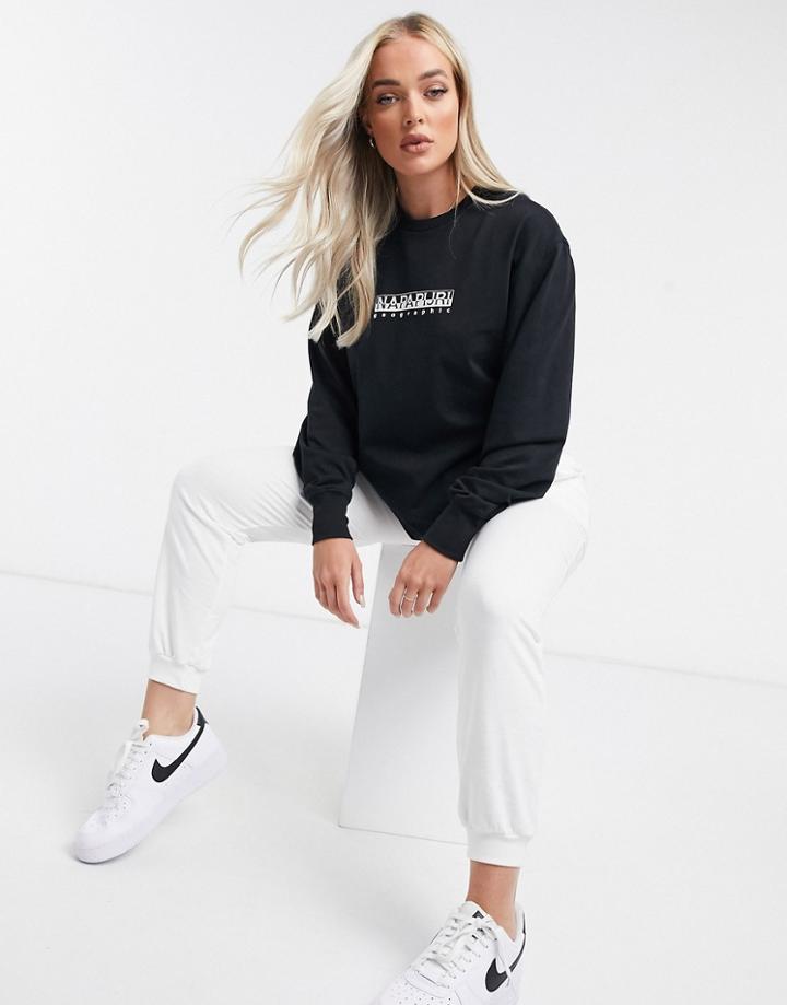 Napapijri Box Long Sleeve T-shirt In Black
