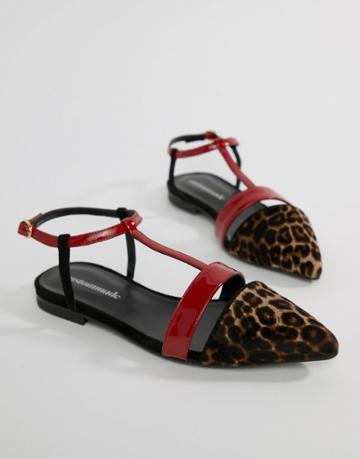 Custommade Strappy Flat Shoes In Leopard - Multi