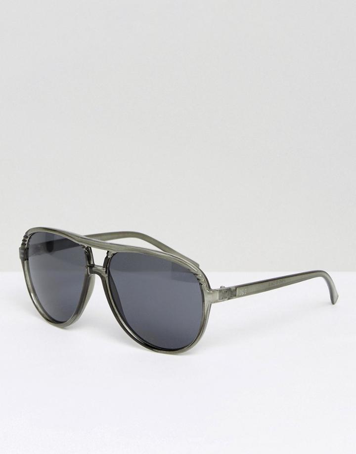 Jack & Jones Aviator Sunglasses In Gray - Gray