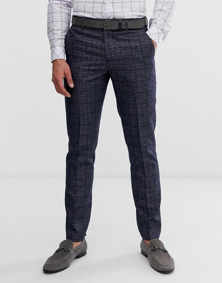 Orginal Penguin Slim Fit Dark Navy Check Suit Pants