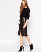 Just Female Jenna Leather Wrap Skirt - Brown