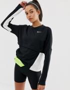 Nike Running Long Sleeve Top In Black And Gray