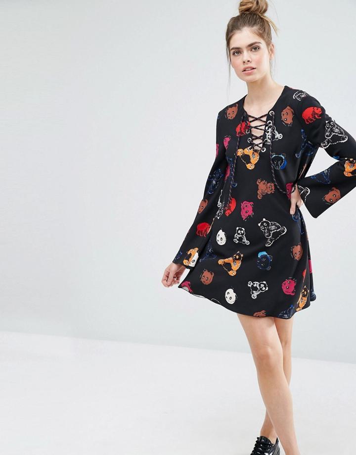 Sportmax Code Panda Print A-line Dress - 002 Black