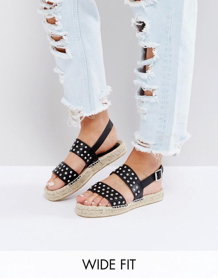 Asos Jimi Wide Fit Studded Espadrilles - Black