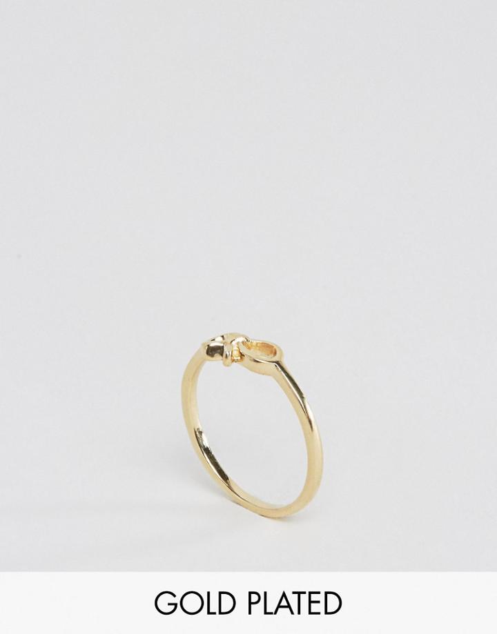 Asos Gold Plated Sterling Silver Bow Ring - Gold