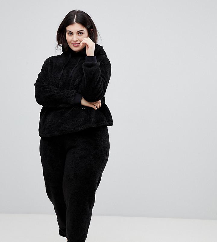 Asos Design Curve Lounge Super Soft Hoody And Jogger Twosie - Black