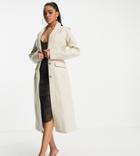 Asyou Sculptured Hourglass Longline Coat In Camel-blues