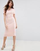 Asos Crochet Lace Scuba Bodycon Midi Dress - Multi