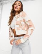 French Connection Kylah Knitted Cardigan In Oversized Pink Camo-multi