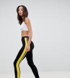 Asos Design Tall Leggings With Double Side Stripe - Black