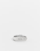 Asos Design Stainless Steel Band Ring With Knife Edge In Silver Tone