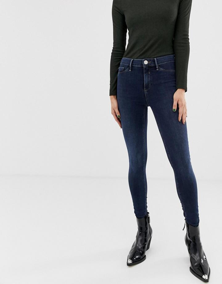 River Island Molly Skinny Jeans In Dark Wash-blue