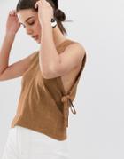 Asos White Linen Ruched Armhole Tank-red