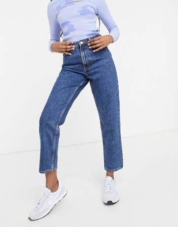 Monki Taiki Organic Cotton High Waist Mom Jeans In La Lune-blues