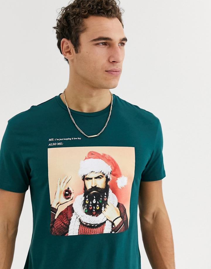 Jack & Jones Originals Oversize Fit Holidays Graphic T-shirt In Green