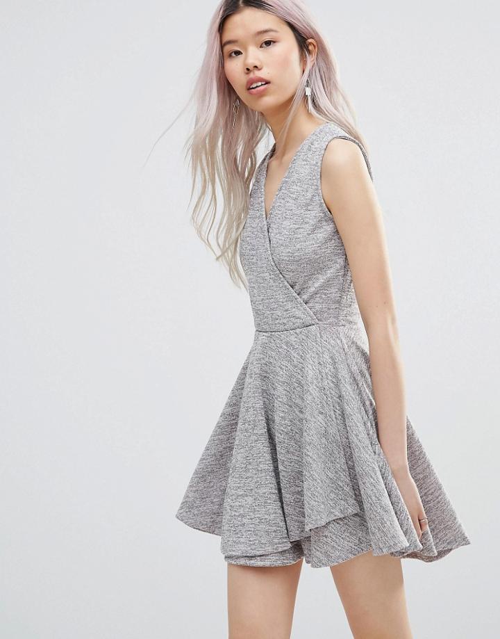 Wal G Skater Dress With Wrap Front - Pink