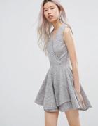 Wal G Skater Dress With Wrap Front - Pink