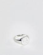 Chained & Able Enamel Logo Signet Ring In Silver & White - Silver