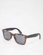 Asos Square Sunglasses In Tropical Print - Multi