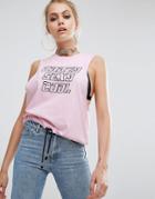 The Ragged Priest Tank With Drawstring & Crazy Sexy Cool Slogan - Pink