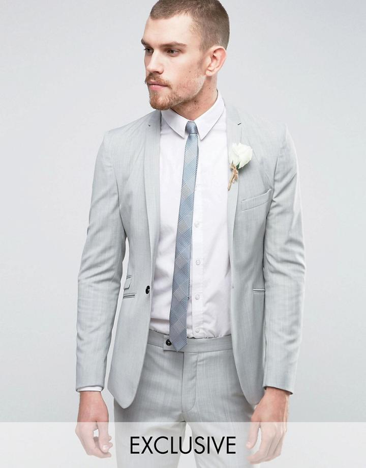 Hart Hollywood Super Skinny Wedding Suit Jacket With Notch - Gray