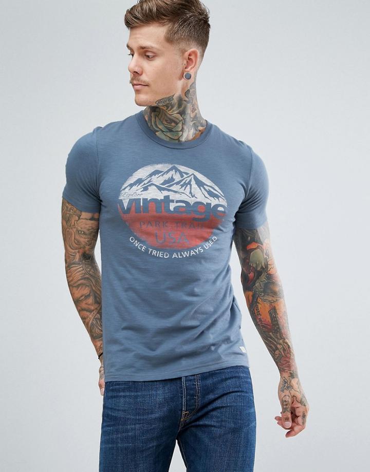 Jack & Jones Vintage T-shirt In Slim Fit With Vintage Graphic - Blue