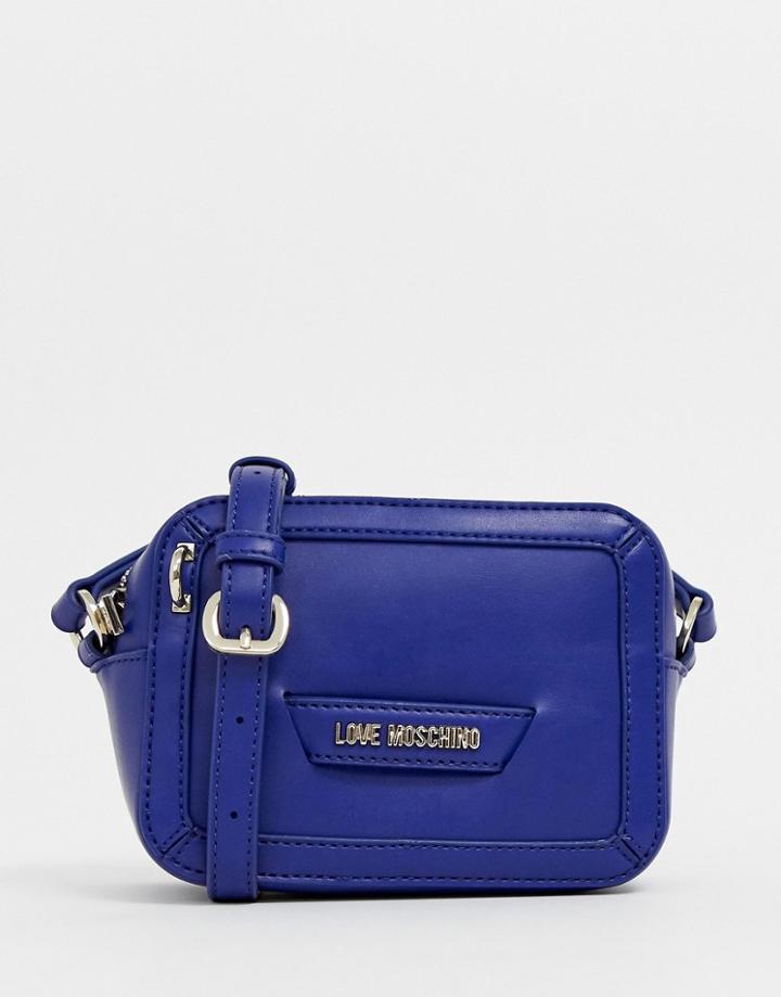 Love Moschino Crossbody Bag In Blue With Heart Detail - Blue