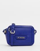 Love Moschino Crossbody Bag In Blue With Heart Detail - Blue