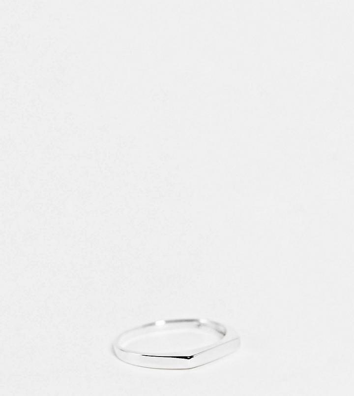 Asos Design Curve Sterling Silver Ring In Signet Bar Design