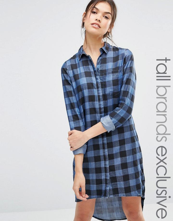 Noisy May Tall Oversized Check Shirt Dress - Multi