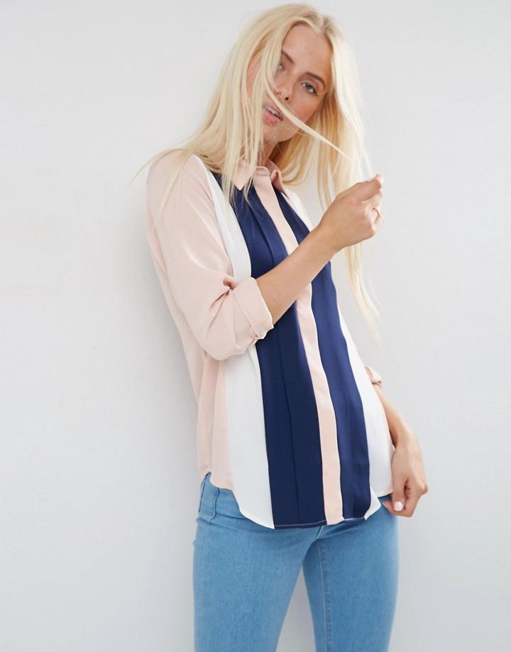 Asos Pintuck Color Block Blouse - Multi