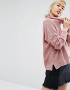 Daisy Street Oversized Cowl Neck Sweater - Pink