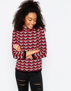 Asos Sweater With High Neck In Geo Pattern - Multi