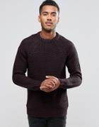 Brave Soul Color Twist Sweater With Raglan Sleeve - Navy