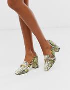 London Rebel Heeled Loafer Shoes With In Snake-multi