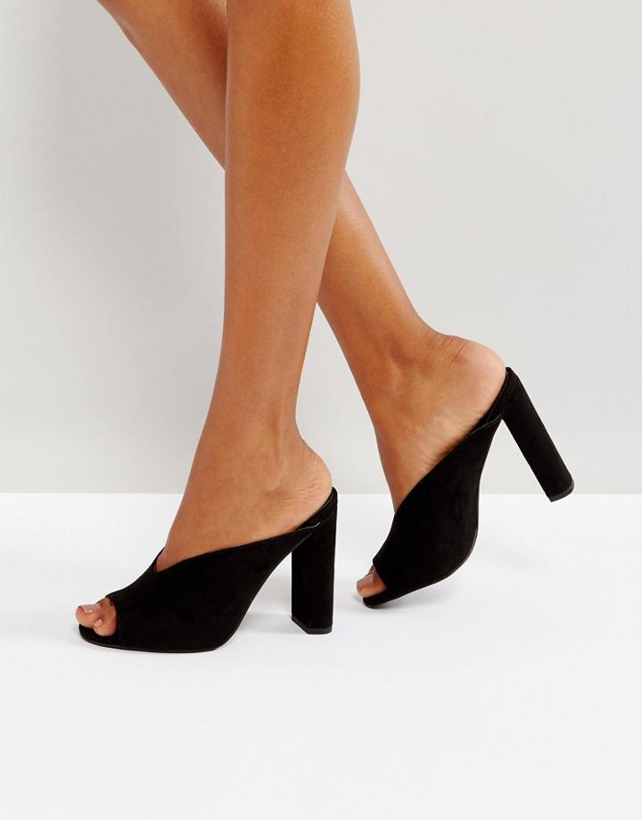 New Look Peep Toe High Vamp Mule - Black