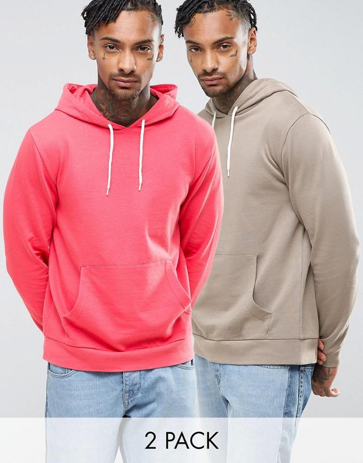 Asos Hoodie 2 Pack Pink/beige Save - Multi