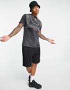 Mennace Oversized T-shirt In Black With Bandana Print