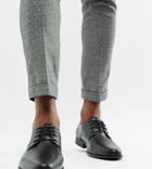 Asos Design Wide Fit Derby Shoes In Black Faux Leather - Black